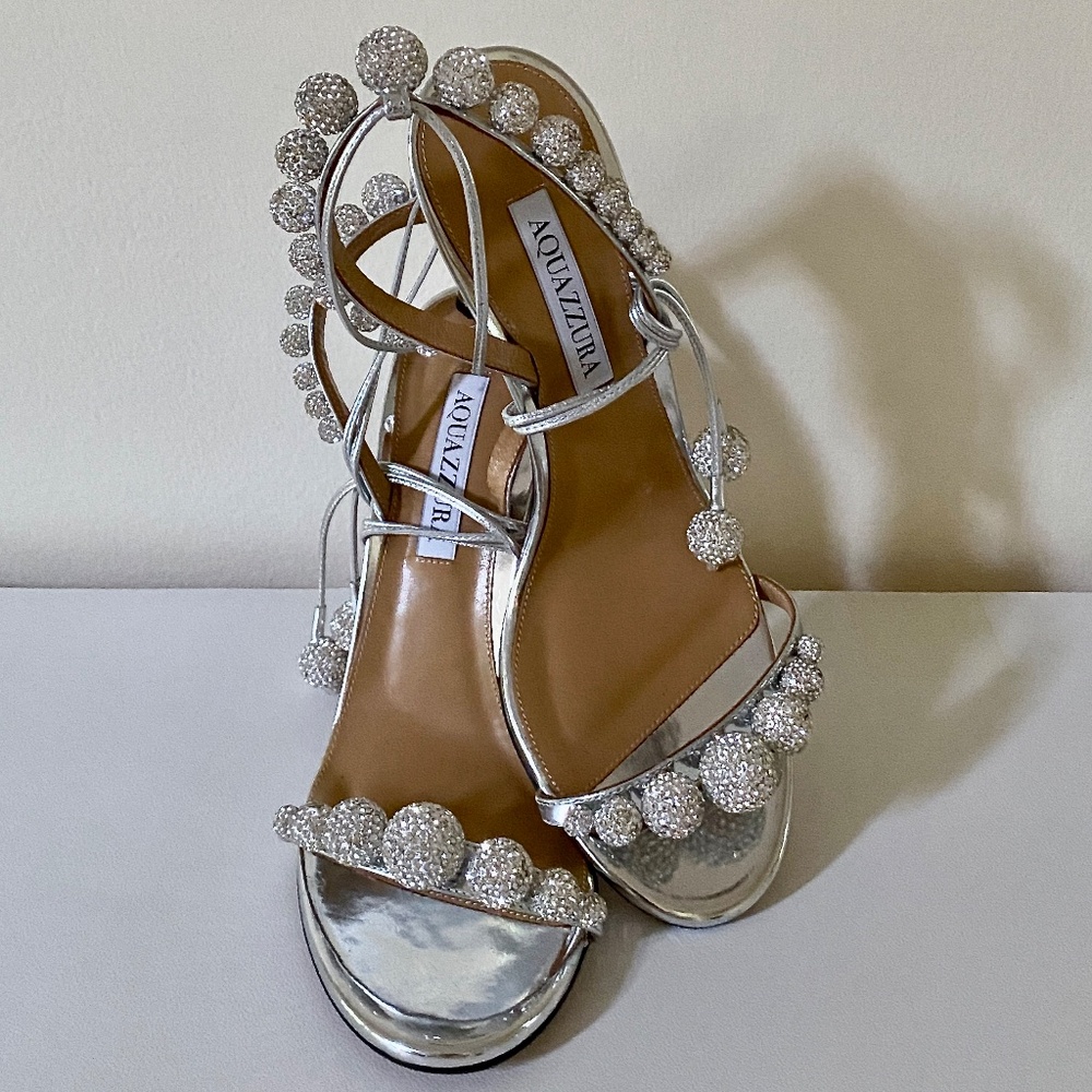 Aquazzura Silver Disco Ball Leather Stilettos / Heels US8 - Picture 15 of 16